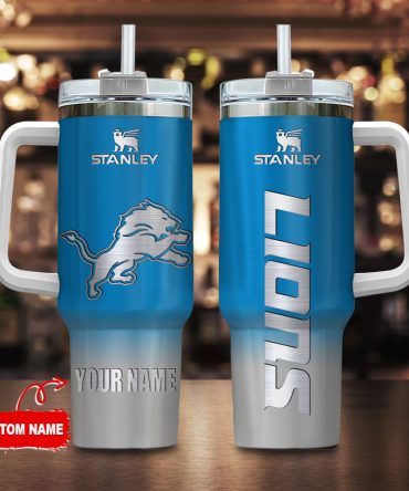 Custom Name Detroit Lions Stanley Tumbler With Handle – 40Oz Personalized Sports Mug