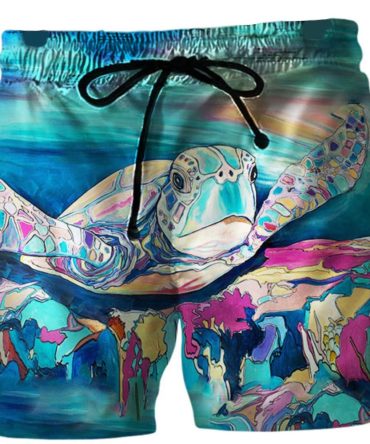 Vibrant Sea Turtle Swim Shorts – Quick-Dry Beachwear For Men & Women