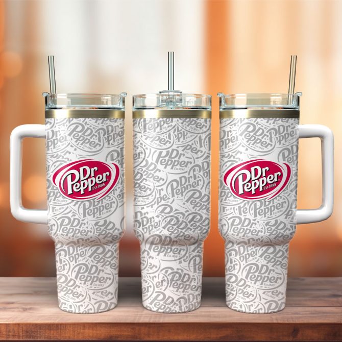 Dr Pepper Insulated Tumbler With Handle & Straw – 30Oz Leak-Proof Travel Mug