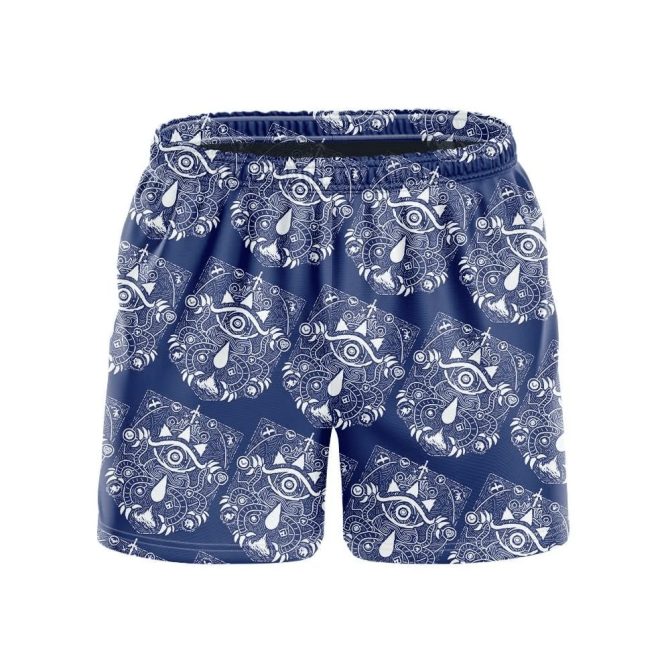 Stylish Blue Tribal Pattern Men'S Swim Shorts - Quick-Dry & Comfortable Beachwear