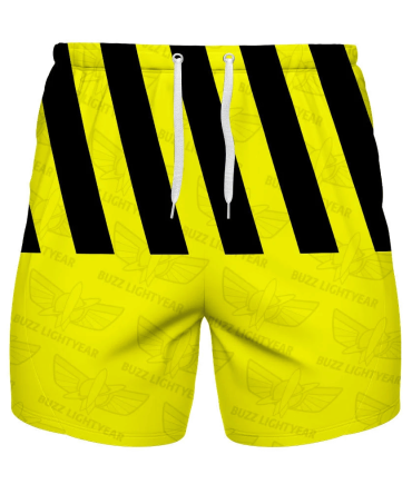 Buzz Lightyear Men'S Swim Shorts - Bold Yellow & Black Stripes, Summer Beachwear
