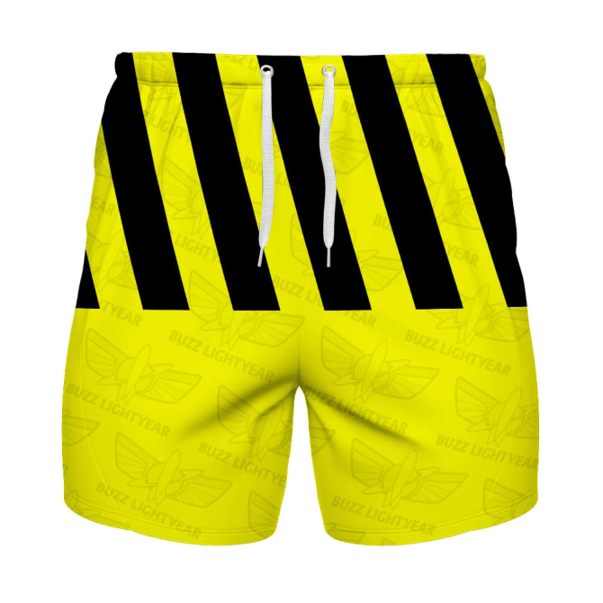 Buzz Lightyear Men'S Swim Shorts - Bold Yellow & Black Stripes, Summer Beachwear