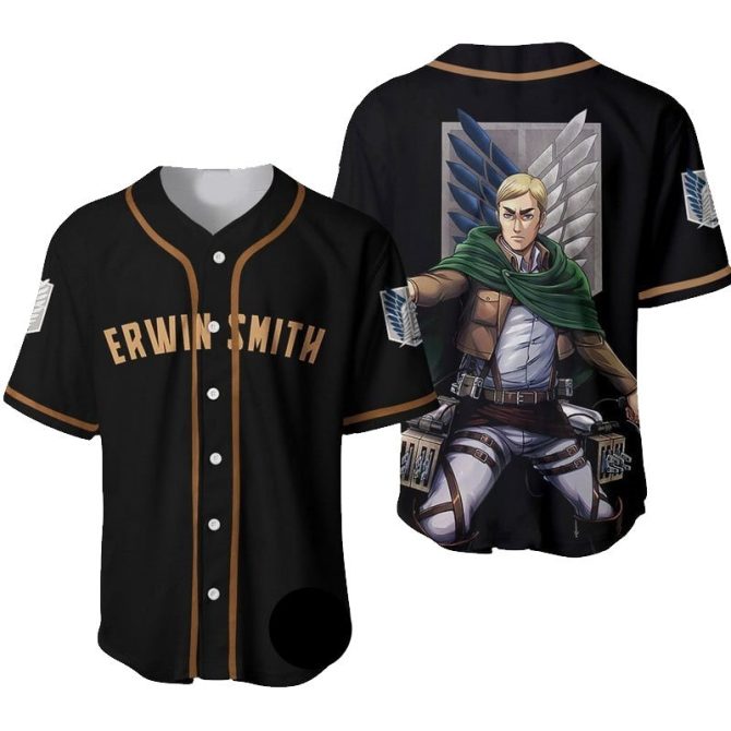 Erwin Smith Anime Baseball Jersey - Attack On Titan Themed Shirt For Fans