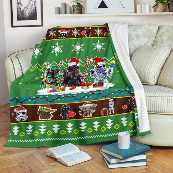 Cozy Holiday Sci-Fi Blanket – Festive Characters & Winter Fun Design