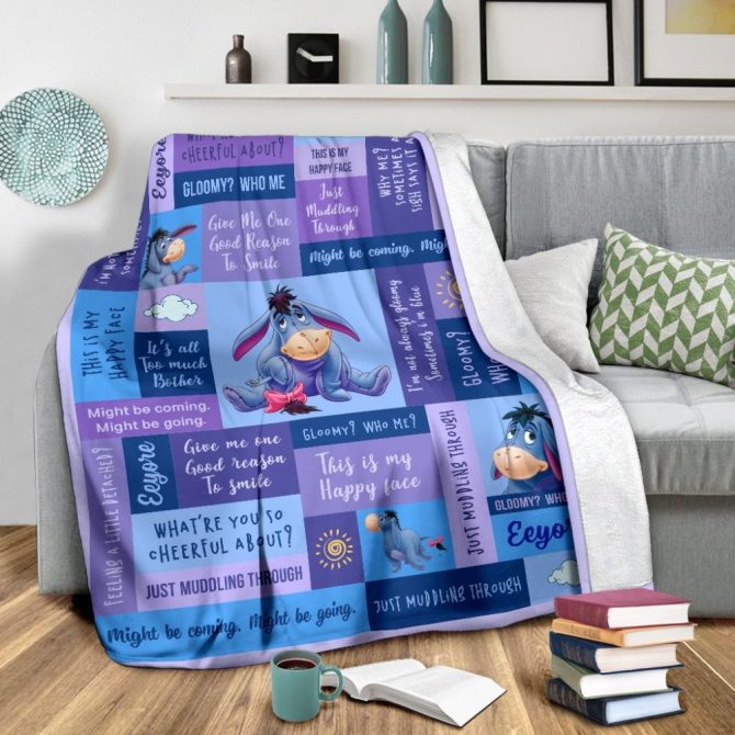 Cozy Eeyore Fleece Blanket - Cute & Inspirational Quotes For Kids & Adults - Perfect Gift!