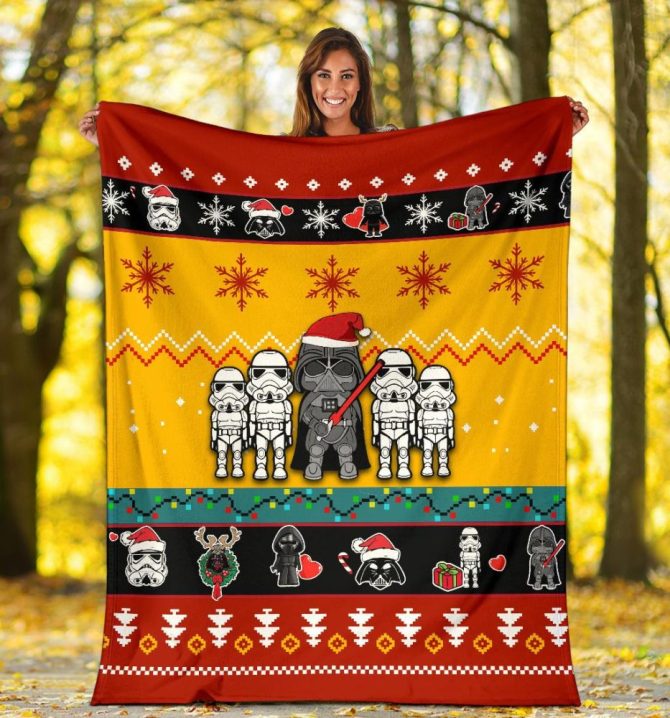 Cozy Star Wars Holiday Fleece Blanket - Festive Darth Vader & Stormtroopers Design - Image 5