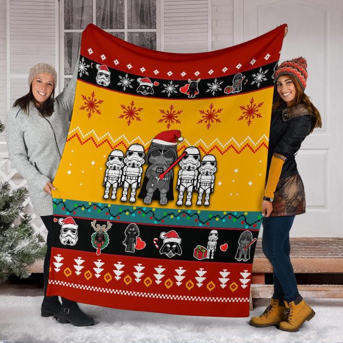 Cozy Star Wars Holiday Fleece Blanket - Festive Darth Vader & Stormtroopers Design - Image 6