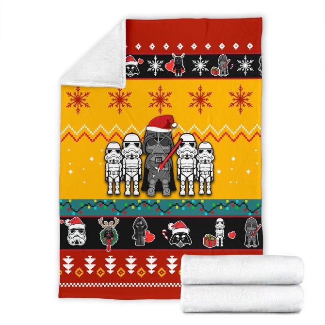 Cozy Star Wars Holiday Fleece Blanket - Festive Darth Vader & Stormtroopers Design - Image 7