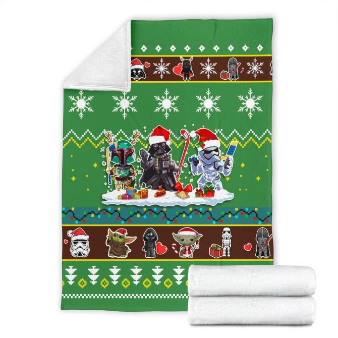 Cozy Holiday Sci-Fi Blanket – Festive Characters & Winter Fun Design - Image 7
