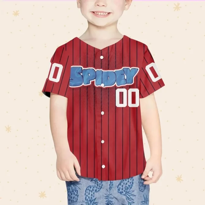 Custom Spidey Baseball Jersey For Kids/Youth/Adults – Personalize With Any Name! - Image 4