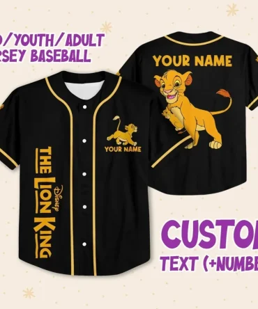 Custom Lion King Baseball Jersey - Personalized Name For Kids/Youth/Adults