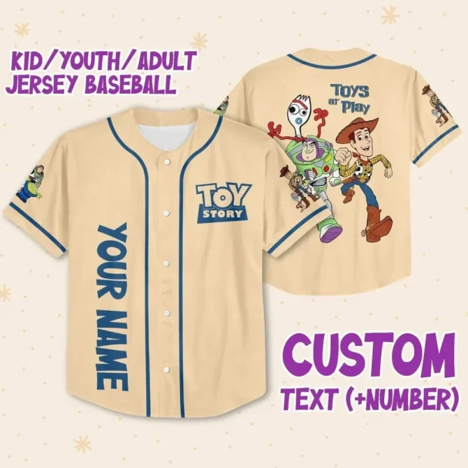 Custom Toy Story Baseball Jersey - Add Name & Number - Kids/Youth/Adult Sizes Available