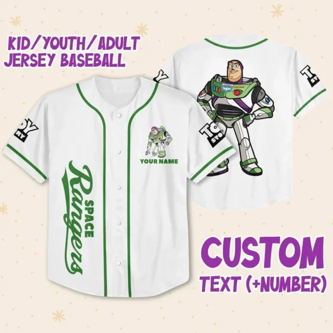 Custom Toy Story Baseball Jersey - Space Rangers Design For Kids/Adults - Add Name & Number!