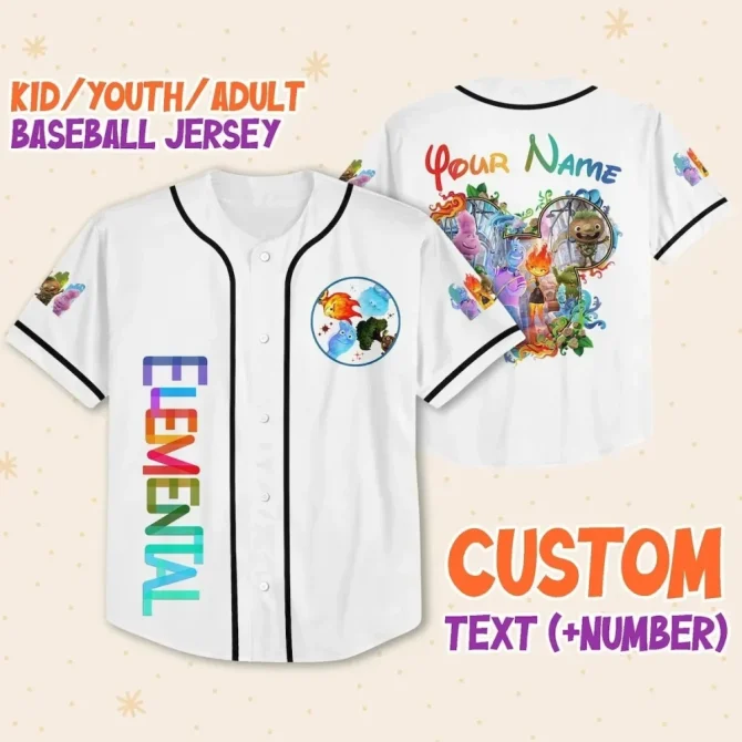 Customizable Elemental Baseball Jersey For Kids/Youth/Adults - Add Your Name & Number!
