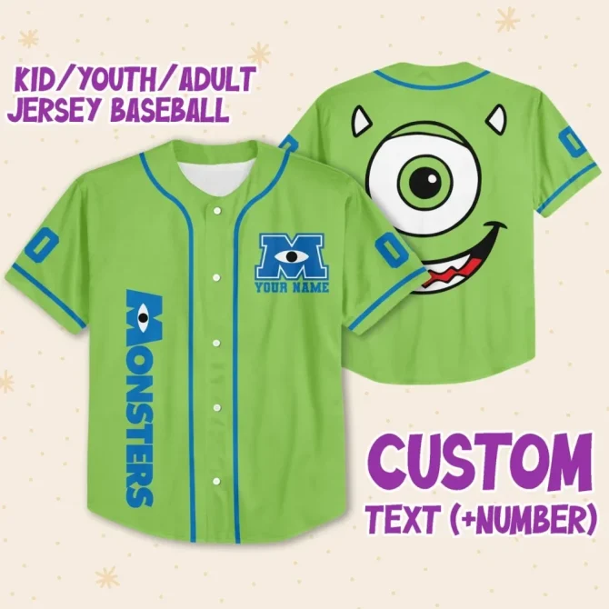 Customizable Monster Baseball Jersey For Kids/Youth/Adults - Add Your Name & Number!