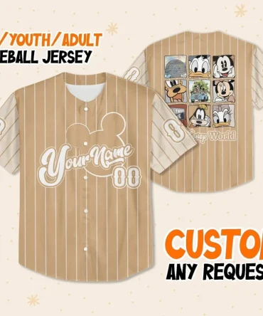 Custom Kids/Youth/Adult Disney Baseball Jersey With Name & Number - Unique Gift!
