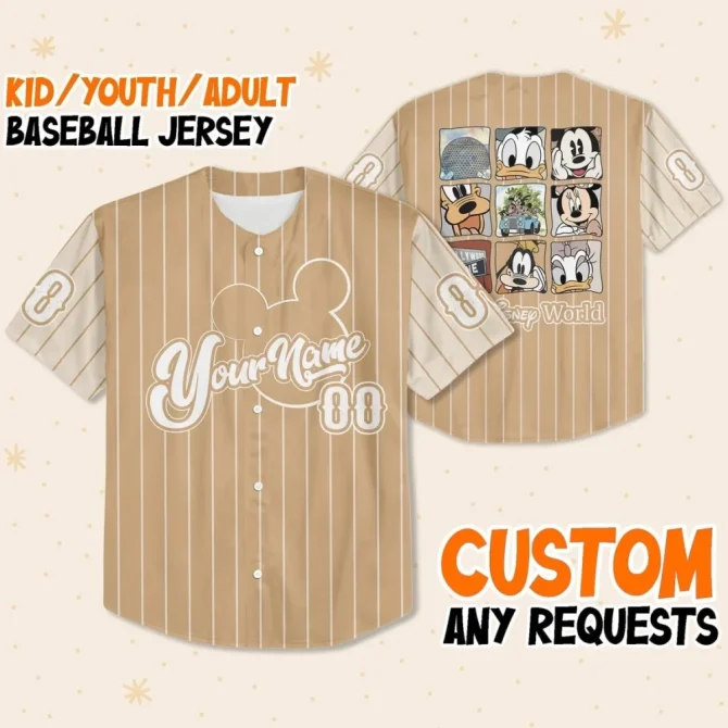 Custom Kids/Youth/Adult Disney Baseball Jersey With Name & Number - Unique Gift!