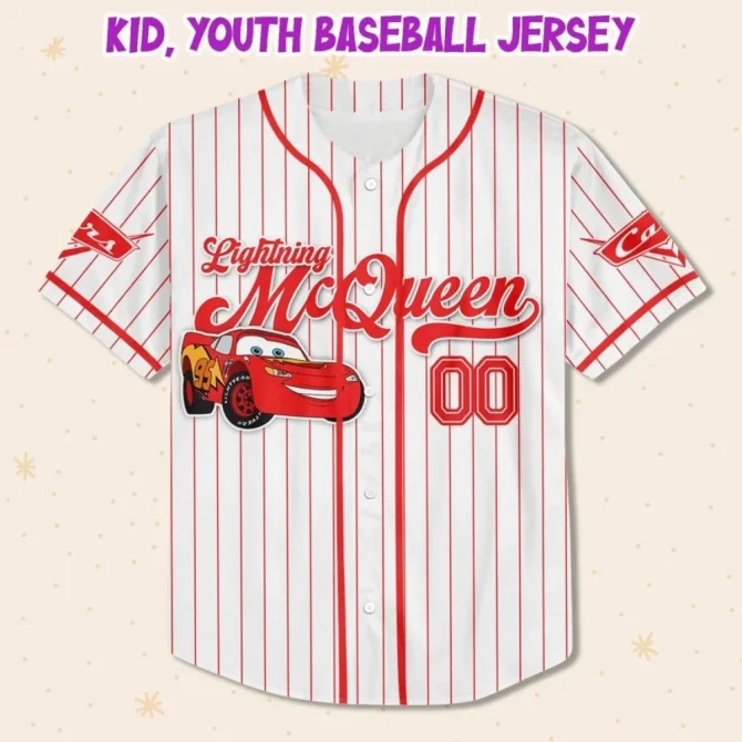 Custom Lightning Mcqueen Baseball Jersey – Kids/Youth/Adult – Personalized Name Option! - Image 2