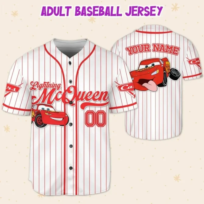 Custom Lightning Mcqueen Baseball Jersey – Kids/Youth/Adult – Personalized Name Option! - Image 5