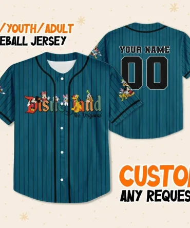 Custom Name Baseball Jersey - Kids/Youth/Adult Sizes - Fun Cartoon Design, Personalized Sports Shirt