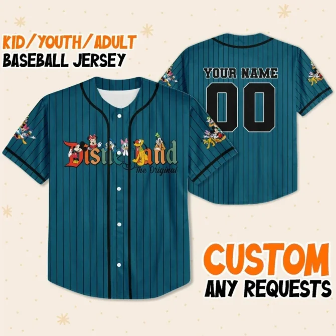 Custom Name Baseball Jersey - Kids/Youth/Adult Sizes - Fun Cartoon Design, Personalized Sports Shirt