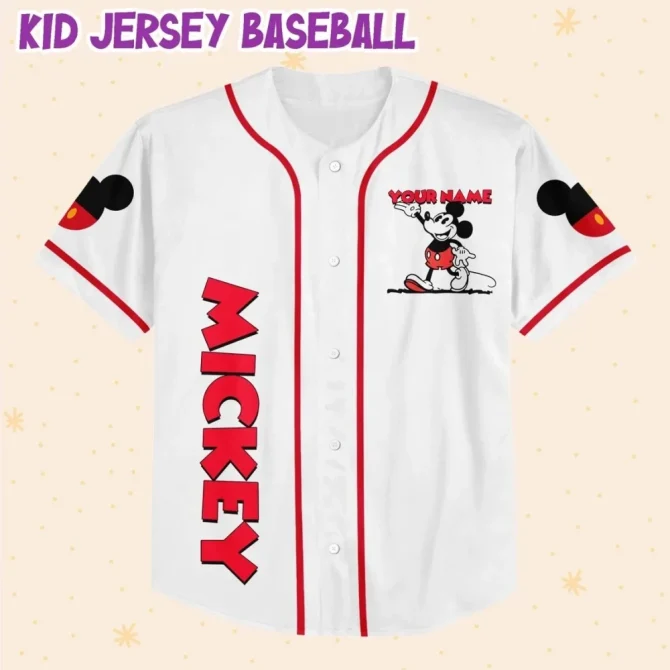 Customizable Mickey Baseball Jersey For Kids/Adults - Personalized Name & Number - Image 2