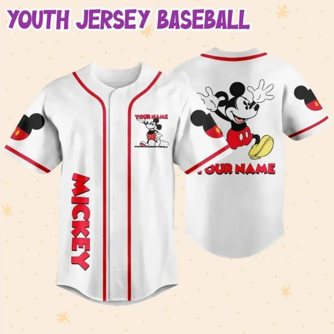 Customizable Mickey Baseball Jersey For Kids/Adults - Personalized Name & Number - Image 6