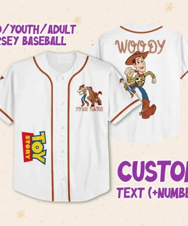 Custom Toy Story Baseball Jersey - Kids/Youth/Adult Sizes - Add Your Name & Number