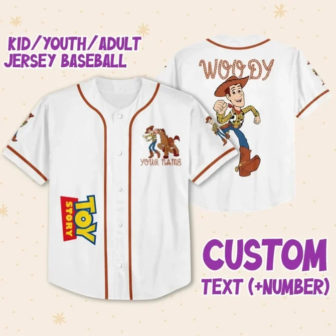 Custom Toy Story Baseball Jersey - Kids/Youth/Adult Sizes - Add Your Name & Number