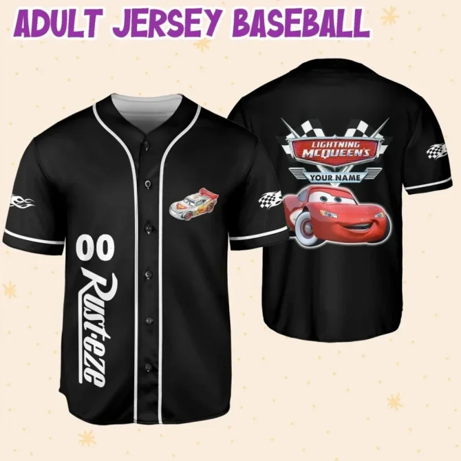 Custom Lightning Mcqueen Baseball Jersey - Kids, Youth & Adult Sizes - Personalize Your Name & Number - Image 5