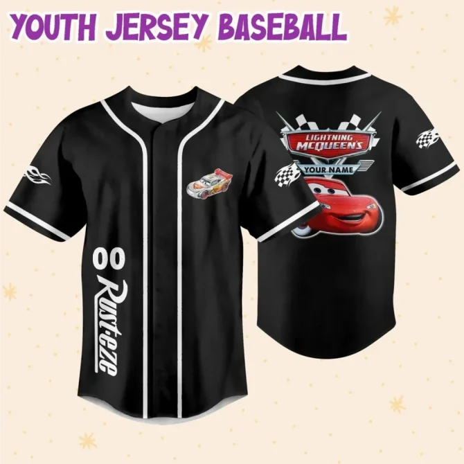 Custom Lightning Mcqueen Baseball Jersey - Kids, Youth & Adult Sizes - Personalize Your Name & Number - Image 6
