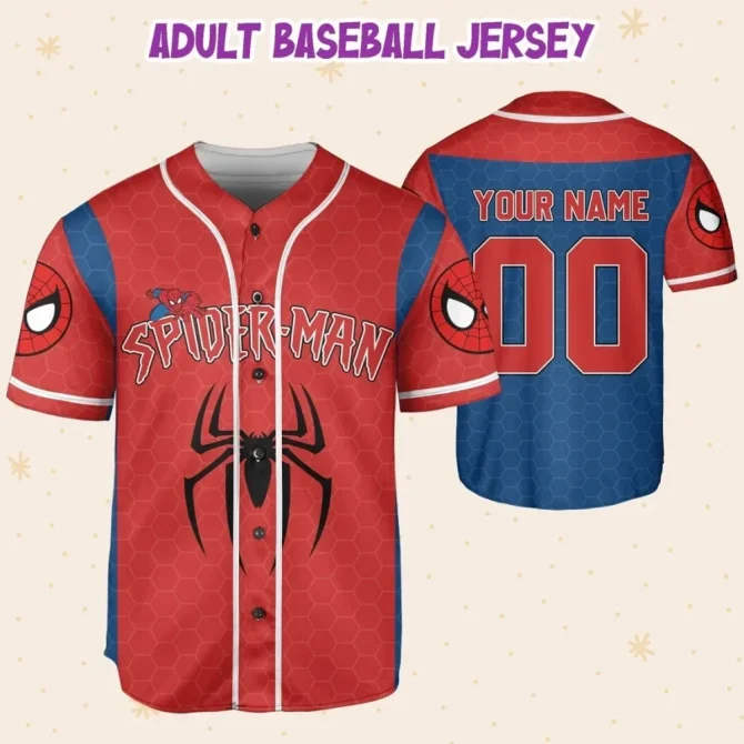 Custom Spider-Man Baseball Jersey For Kids/Youth/Adults - Personalize Name & Number! - Image 4