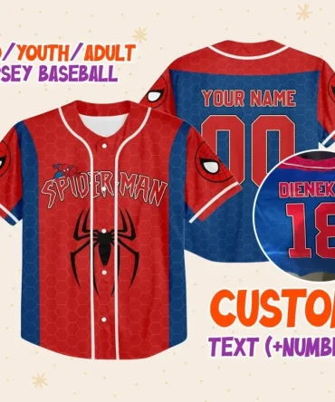 Custom Spider-Man Baseball Jersey For Kids/Youth/Adults - Personalize Name & Number!