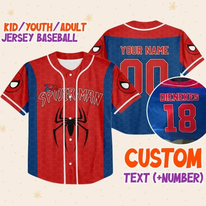 Custom Spider-Man Baseball Jersey For Kids/Youth/Adults - Personalize Name & Number!
