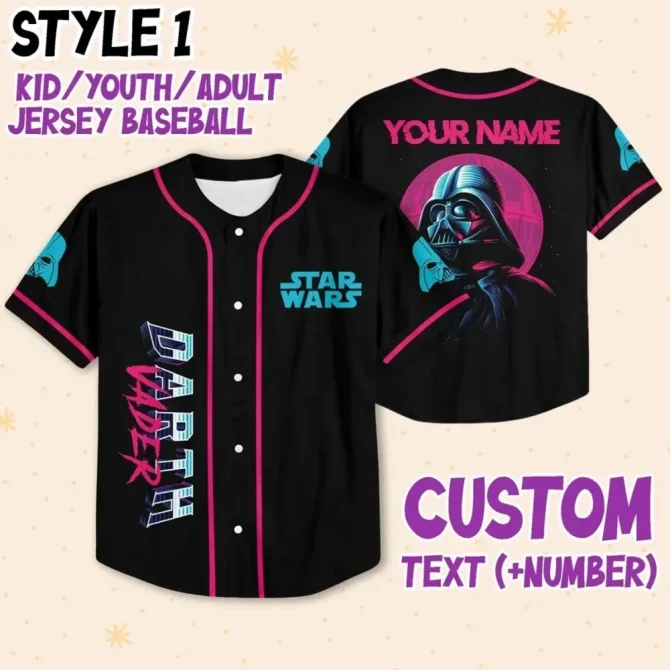 Custom Star Wars Baseball Jersey - Kids/Youth/Adult - Personalize With Your Name - Image 2
