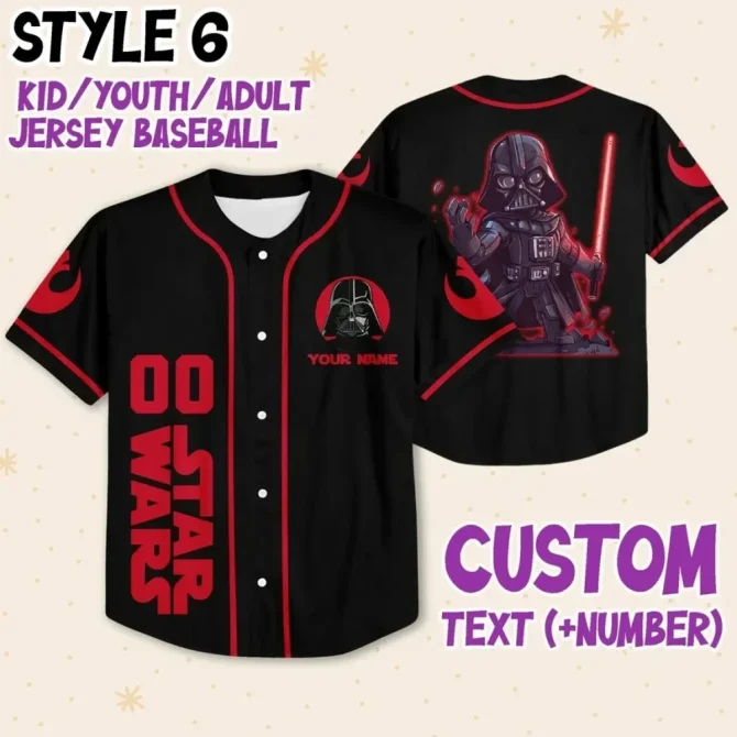 Custom Star Wars Baseball Jersey - Kids/Youth/Adult - Personalize With Your Name - Image 7