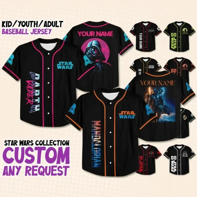 Custom Star Wars Baseball Jersey - Kids/Youth/Adult - Personalize With Your Name