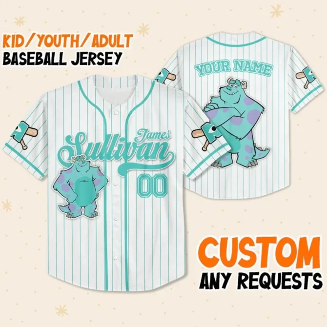 Custom Monster Baseball Jersey - Kids/Youth/Adult Sizes - Add Name - Perfect Gift!