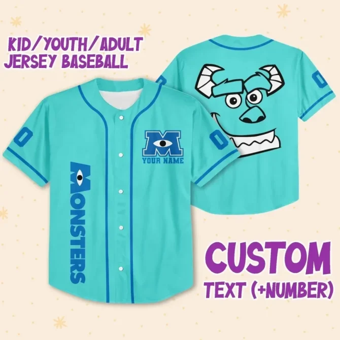Custom Monster Baseball Jersey For Kids/Youth/Adults - Personalized Name & Number