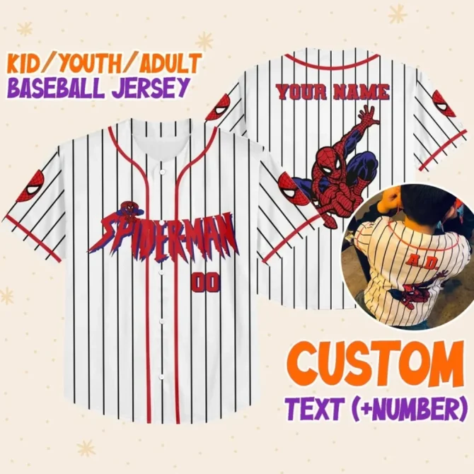 Custom Spider Hero Baseball Jersey - Kids/Youth/Adult - Personalize Name & Number!