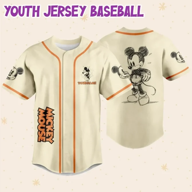 Customizable Mickey Mouse Baseball Jersey For Kids, Youth & Adults - Add Your Name! - Image 4