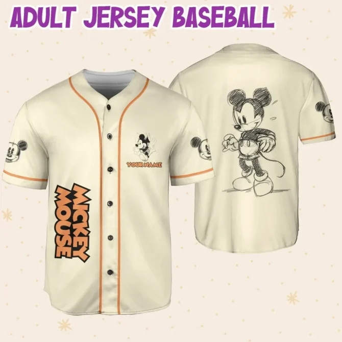 Customizable Mickey Mouse Baseball Jersey For Kids, Youth & Adults - Add Your Name! - Image 6