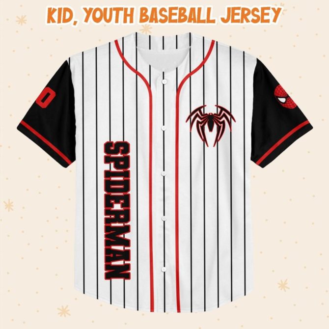 Customizable Spider-Themed Baseball Jersey – Kids/Youth/Adult Sizes – Add Name & Number! - Image 2