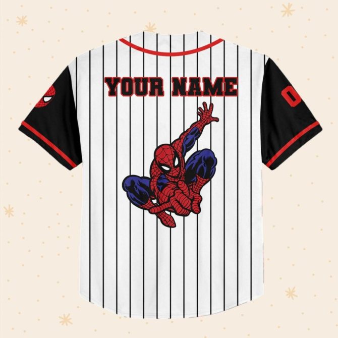 Customizable Spider-Themed Baseball Jersey – Kids/Youth/Adult Sizes – Add Name & Number! - Image 3
