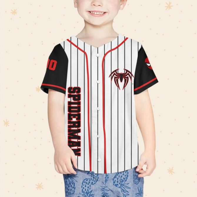 Customizable Spider-Themed Baseball Jersey – Kids/Youth/Adult Sizes – Add Name & Number! - Image 4