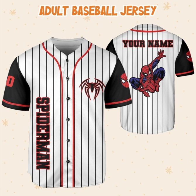 Customizable Spider-Themed Baseball Jersey – Kids/Youth/Adult Sizes – Add Name & Number! - Image 5