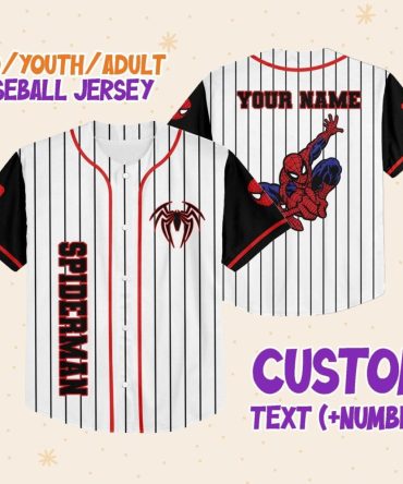 Customizable Spider-Themed Baseball Jersey – Kids/Youth/Adult Sizes – Add Name & Number!