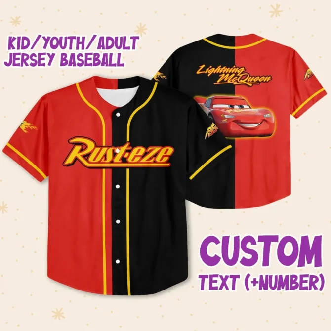 Custom Lightning Mcqueen Baseball Jersey - Kids/Youth/Adult Sizes - Add Name & Number!