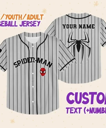 Custom Spider-Man Baseball Jersey For Kids/Youth/Adults – Personalize With Name & Number!