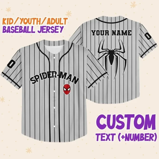Custom Spider-Man Baseball Jersey For Kids/Youth/Adults – Personalize With Name & Number!
